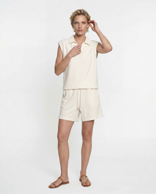 T-shirt Milk Col Polo Sans Manches en Coton Organique / Polyamide - MAJESTIC FILATURES