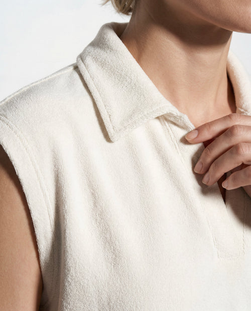 T-shirt Milk Col Polo Sans Manches en Coton Organique / Polyamide - MAJESTIC FILATURES