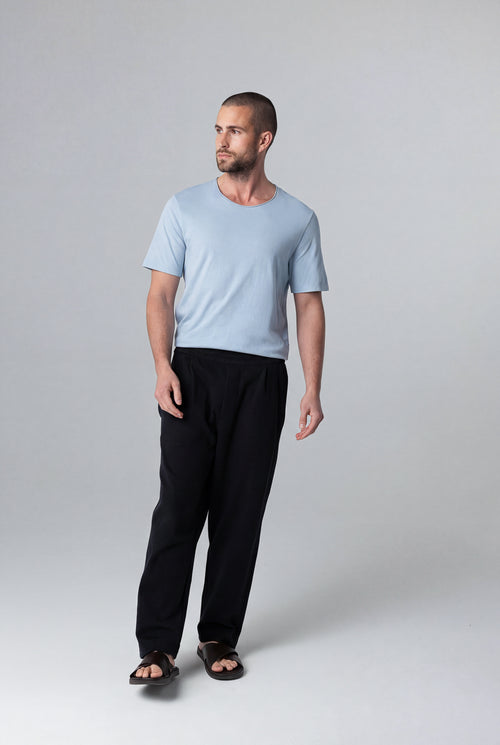 Pantalon Noir en Coton / Lin / Coton organique - MAJESTIC FILATURES