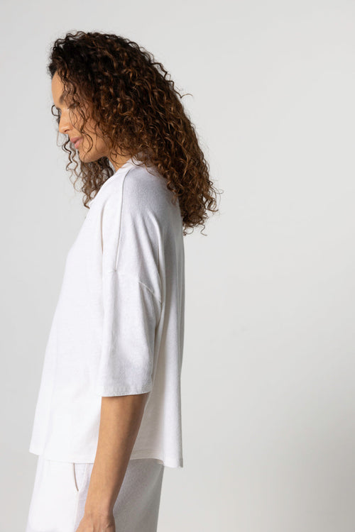 Milk Short-Sleeved Shirt in Cotton / Linen - MAJESTIC FILATURES