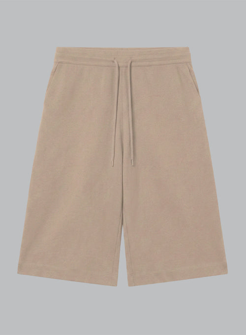 Shorts en color Café con leche de algodón / Lino - MAJESTIC FILATURES