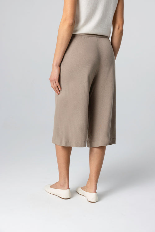 Coffee Latte Shorts in Cotton / Linen - MAJESTIC FILATURES