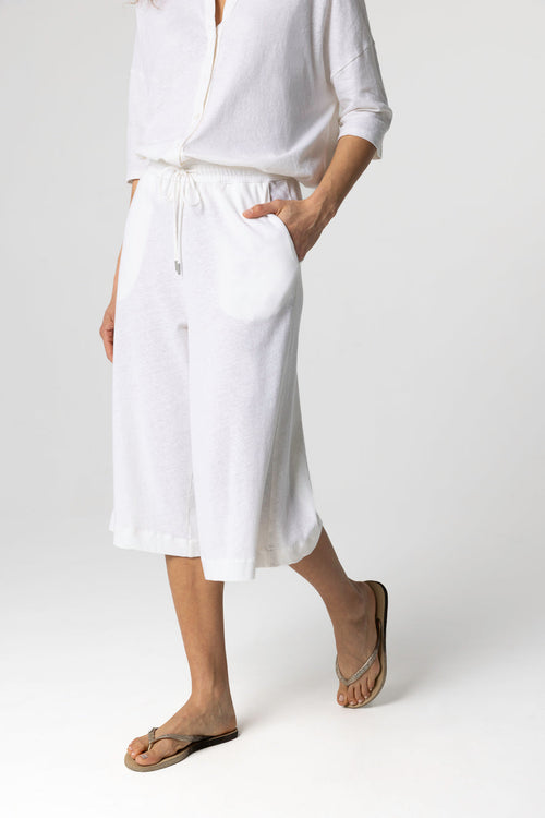 Shorts en color leche de algodón/lino - MAJESTIC FILATURES
