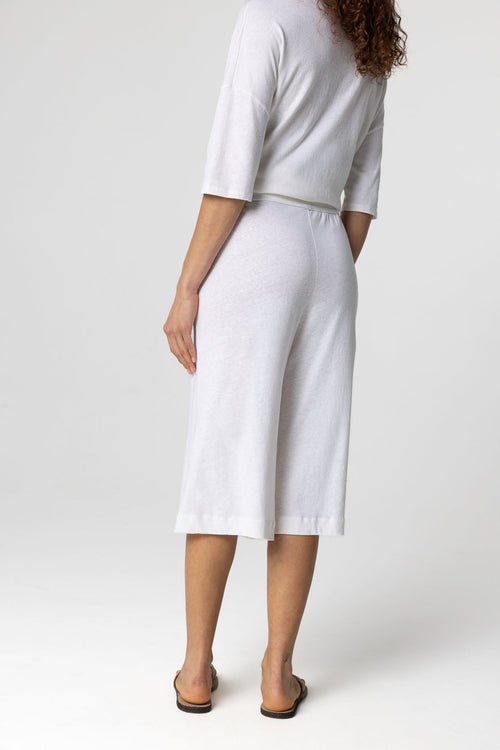 Shorts en color leche de algodón/lino - MAJESTIC FILATURES