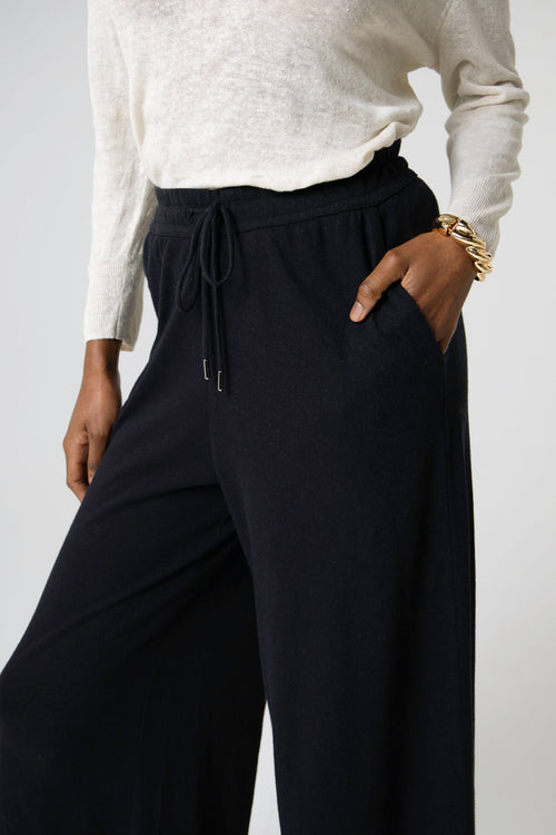 Pantalon Noir en Coton / Lin - MAJESTIC FILATURES