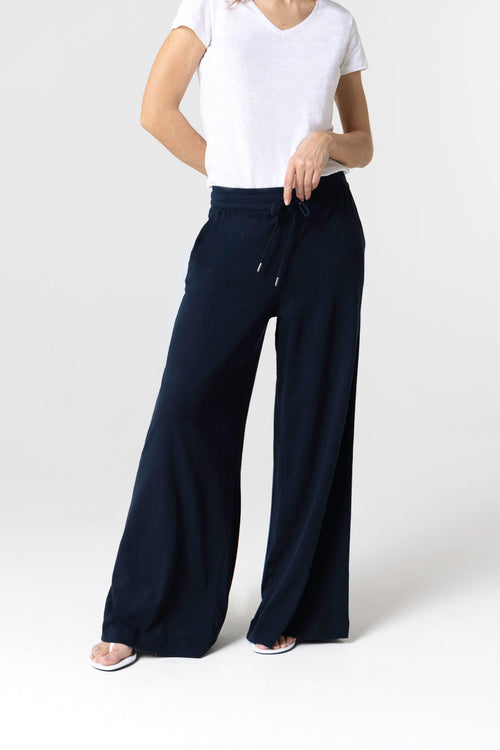 Pantalon Marine en Coton / Lin - MAJESTIC FILATURES