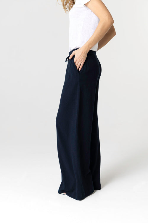 Pantalon Marine en Coton / Lin - MAJESTIC FILATURES