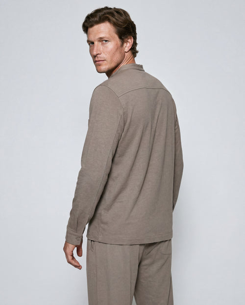 Chemise Coffee Latte Manches Longues en Coton / Lin - MAJESTIC FILATURES