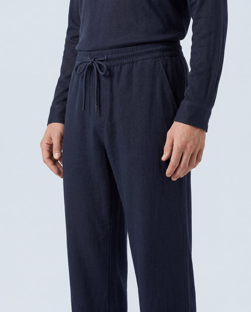 Pantalón azul marino de algodón/lino - MAJESTIC FILATURES