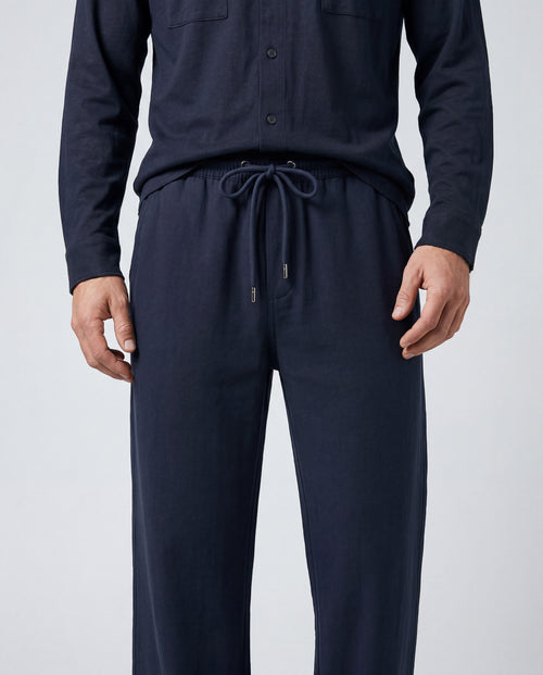Pantalón azul marino de algodón/lino - MAJESTIC FILATURES