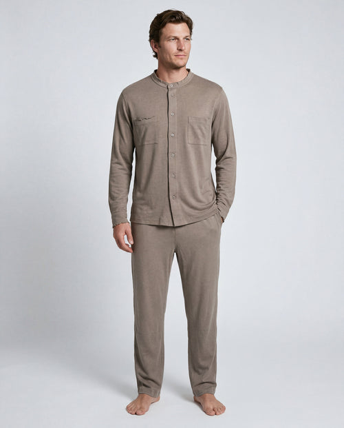 Cotton / Linen Pants in Coffee Latte - MAJESTIC FILATURES