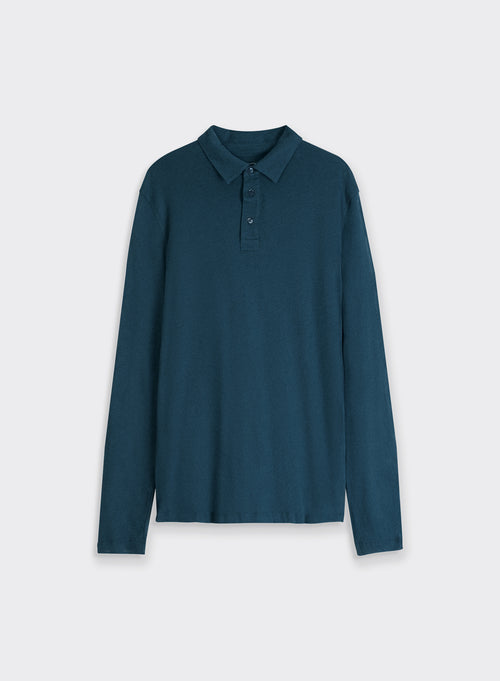 Polo-Shirt mit langen Ärmeln aus Baumwolle / Kaschmir - MAJESTIC FILATURES