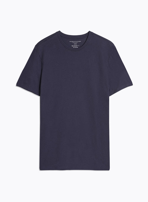 Blue Round Neck Short Sleeve T-shirt - MAJESTIC FILATURES