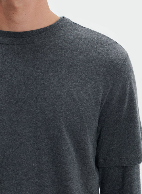 Camiseta de manga corta moteada con cuello redondo en algodón / cachemir - MAJESTIC FILATURES