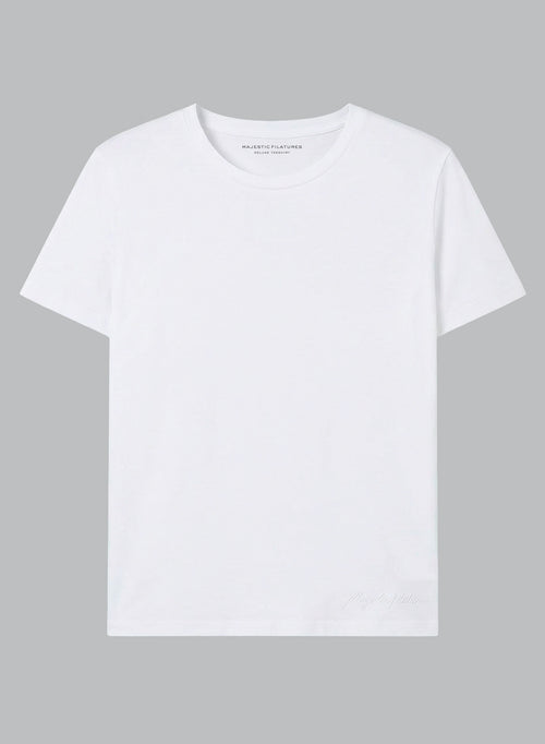Camiseta blanca de cuello redondo y manga corta de algodón orgánico - MAJESTIC FILATURES