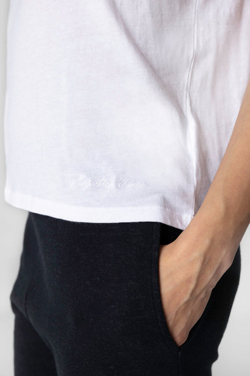 T-shirt Blanc Col Rond Manches Courtes en Coton organique - MAJESTIC FILATURES