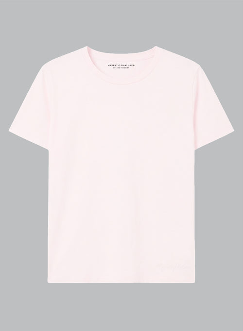 Camiseta rosa de cuello redondo y manga corta de algodón orgánico - MAJESTIC FILATURES