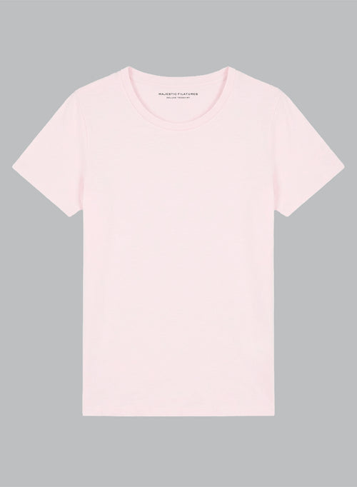 T-shirt Rose Col Rond Manches Courtes en Coton organique - MAJESTIC FILATURES