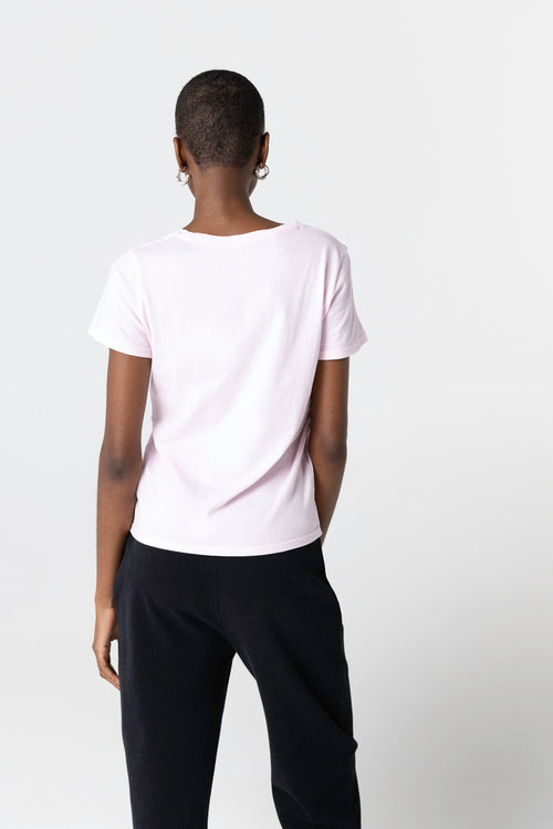 Camiseta rosa de cuello redondo y manga corta de algodón orgánico - MAJESTIC FILATURES