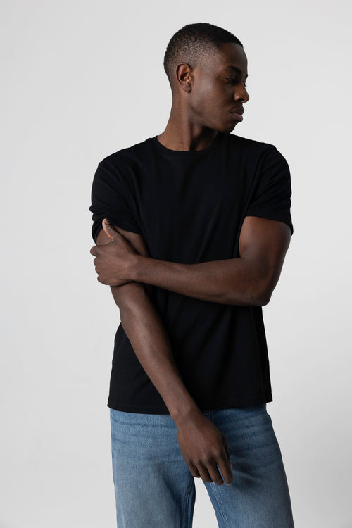 T-Shirt mit Rundhalsausschnitt und kurzen Ärmeln aus Baumwolle - MAJESTIC FILATURES