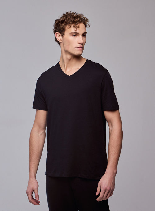 "Camiseta Paul cuello V manga corta de Algodón Silk Touch" - MAJESTIC FILATURES