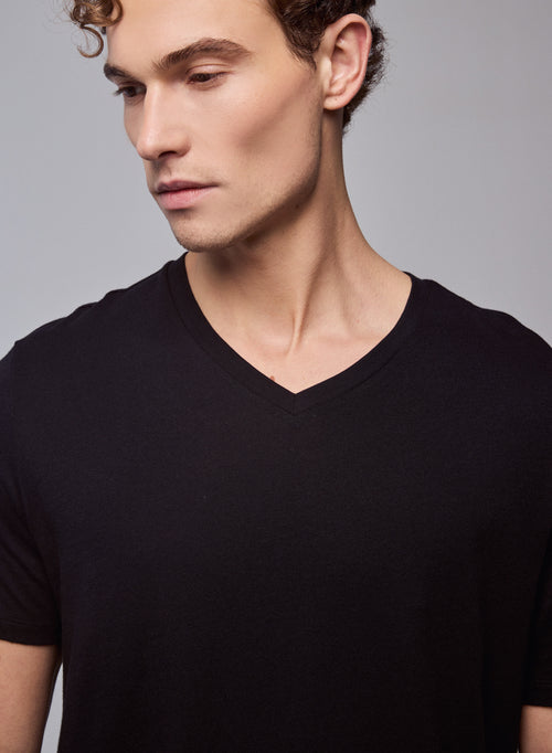 Paul T-Shirt V-Ausschnitt kurze Ärmel aus Silk Touch Baumwolle - MAJESTIC FILATURES