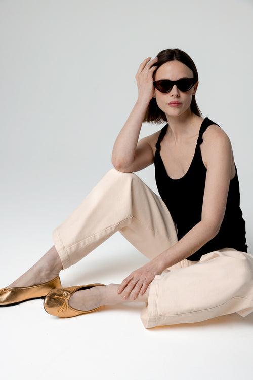 Débardeur Noir Col Rond Sans Manches en Coton supima - MAJESTIC FILATURES