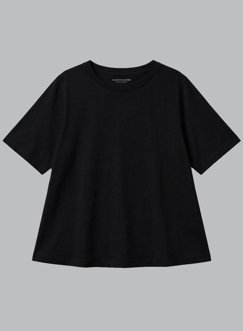 T-shirt Noir Col Rond Manches Courtes en Coton Supima - MAJESTIC FILATURES