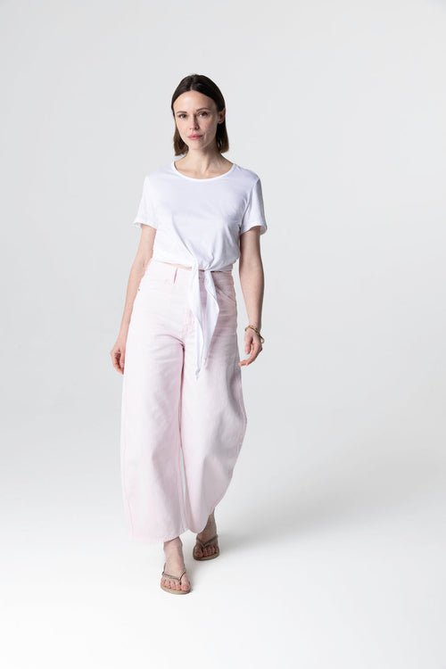 T-shirt Blanc Col Rond Manches Courtes en Coton Supima - MAJESTIC FILATURES