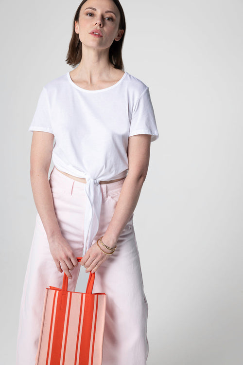 T-shirt Blanc Col Rond Manches Courtes en Coton Supima - MAJESTIC FILATURES