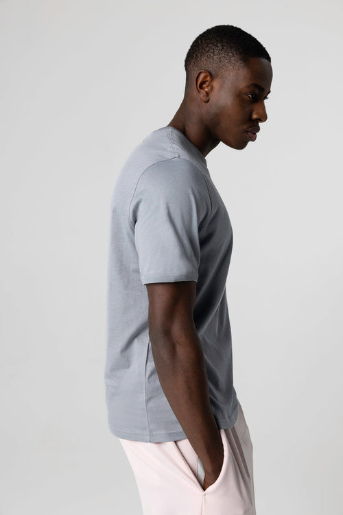 Camiseta gris cuello redondo y manga corta de algodón Supima - MAJESTIC FILATURES