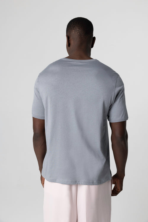 T-shirt Gris Col Rond Manches Courtes en Coton Supima - MAJESTIC FILATURES