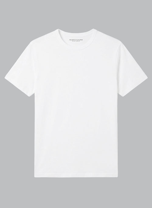 Rundhals T-Shirt mit kurzen Ärmeln aus Supima-Baumwolle in Weiß - MAJESTIC FILATURES