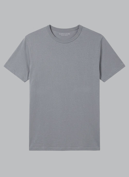 Kurzarm-T-Shirt mit Rundhalsausschnitt aus Supima-Baumwolle in Grau - MAJESTIC FILATURES