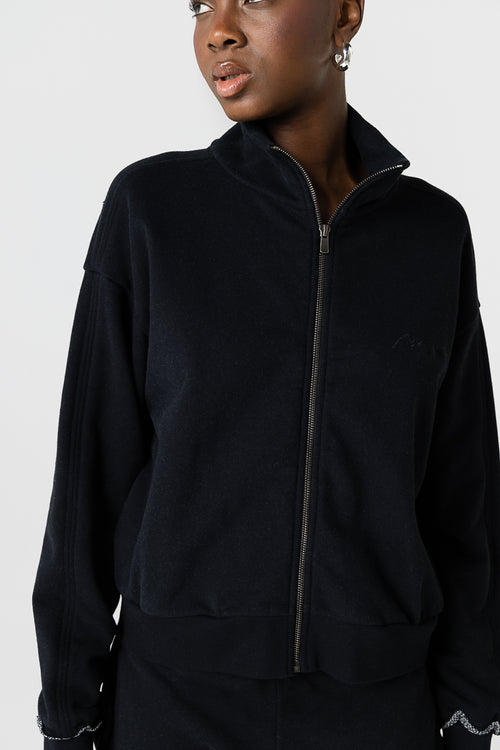 Black Sweatshirt with Long Sleeve High Neck in Organic Cotton / Cotton - MAJESTIC FILATURES