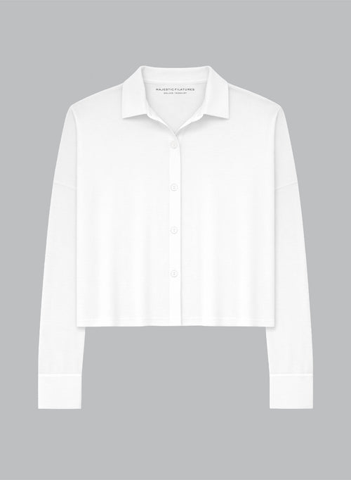 Camisa blanca manga larga en algodón Supima - MAJESTIC FILATURES