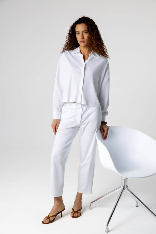 Camisa blanca manga larga en algodón Supima - MAJESTIC FILATURES