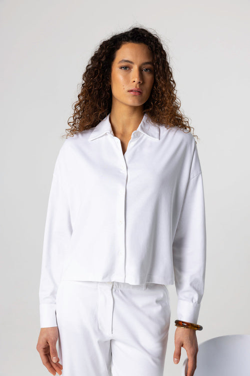 Camisa blanca manga larga en algodón Supima - MAJESTIC FILATURES