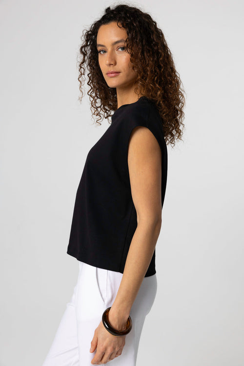 Black Round-Neck Supima Cotton Tank Top - MAJESTIC FILATURES