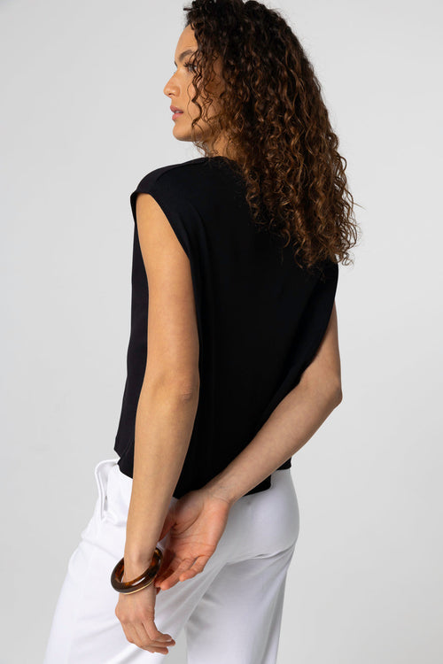 Black Round-Neck Supima Cotton Tank Top - MAJESTIC FILATURES