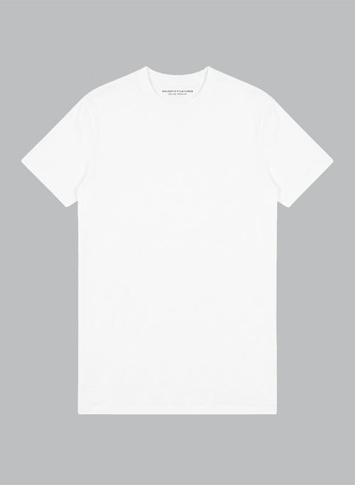 Rundhals T-Shirt mit kurzen Ärmeln aus Supima-Baumwolle in Weiß - MAJESTIC FILATURES