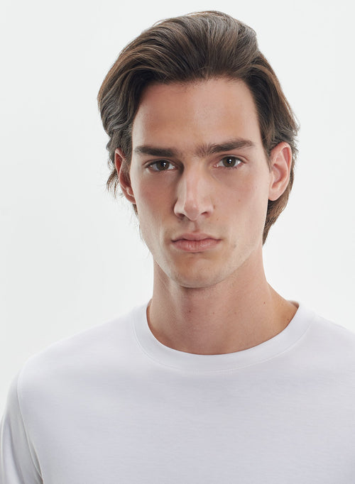 Camiseta blanca cuello redondo y manga corta de algodón Supima - MAJESTIC FILATURES
