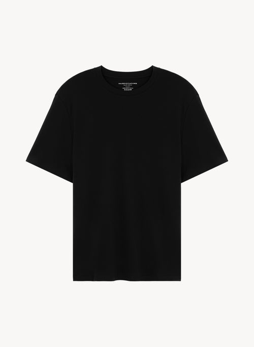Camiseta negra cuello redondo y manga corta de algodón Supima - MAJESTIC FILATURES