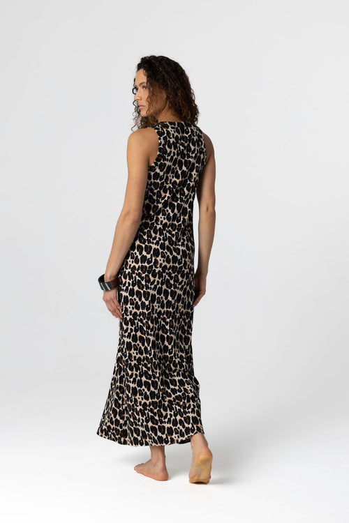 Ärmelloses Kleid mit Rundhalsausschnitt aus Baumwolle/Elasthan in Ecru meliert - MAJESTIC FILATURES