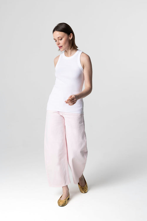 White Round-Neck Viscose / Elastane Tank Top - MAJESTIC FILATURES