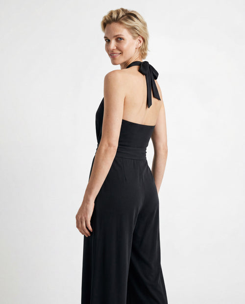 Mono negro cuello anudado en cupro/elastano - MAJESTIC FILATURES
