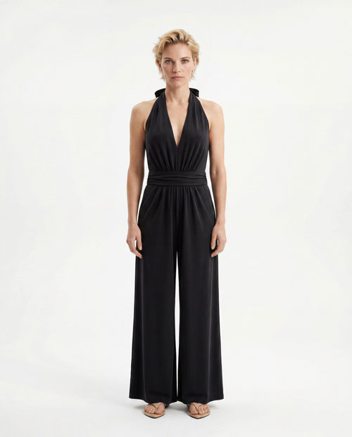 Mono negro cuello anudado en cupro/elastano - MAJESTIC FILATURES