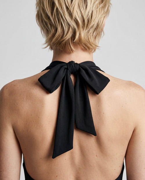 Mono negro cuello anudado en cupro/elastano - MAJESTIC FILATURES