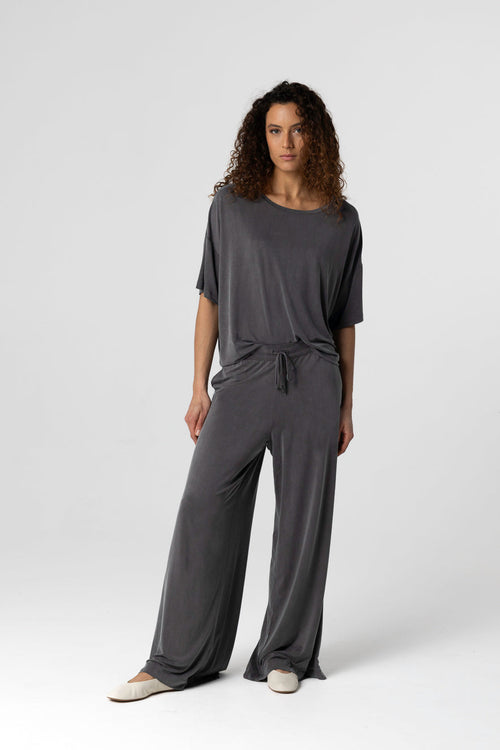 Pantalón gris oscuro de cupro/elastano - MAJESTIC FILATURES