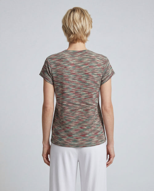 Multicolor Round-Neck Short-Sleeve Viscose T-Shirt - MAJESTIC FILATURES
